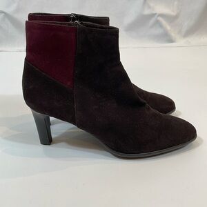 Aquatalia High Heel Boots Booties 8.5 Brown Suede Leather Made In Italy EUC